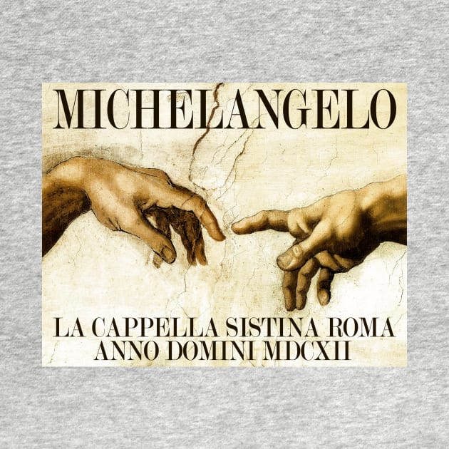 Vintage Retro Michelangelo La Cappella Sistina Roma Anno Domini MDCXII - Hands Michelangelo Painting - The creation of Adam by DazzlingApparel